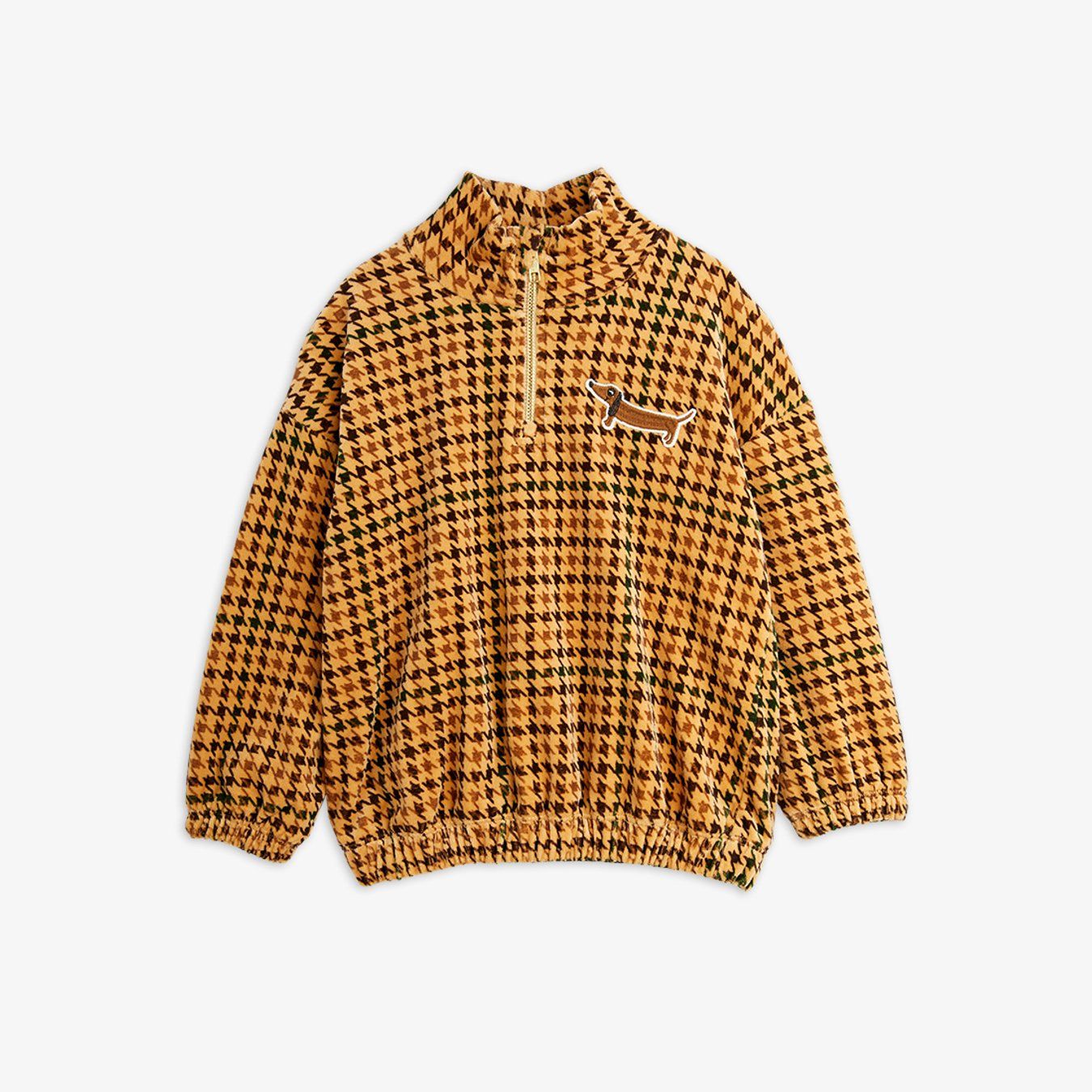 Halbreißverschluss aus Velours mit Hundestickerei