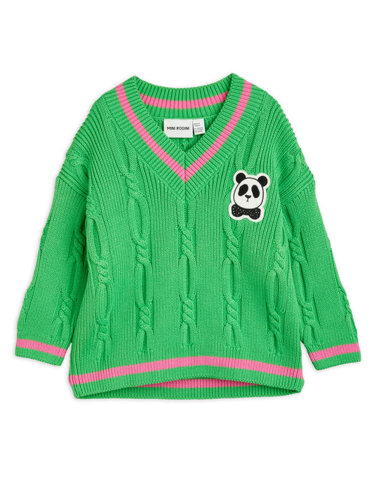 Panda knitted v-neck sweater