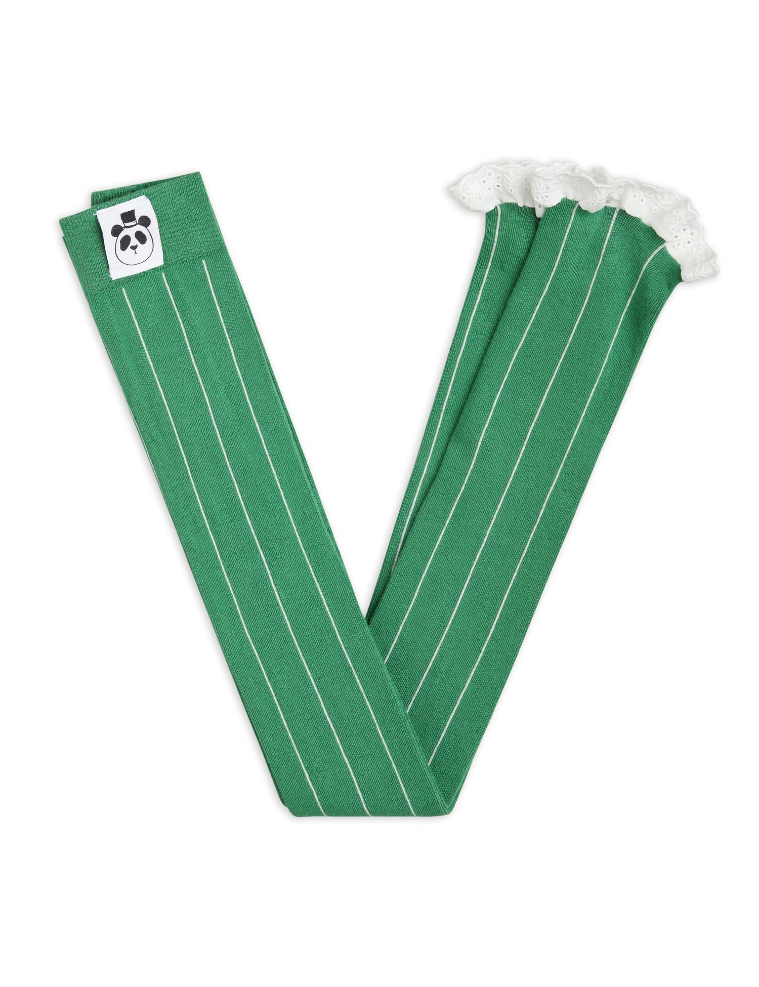 Pinstripe lace edge leggings green