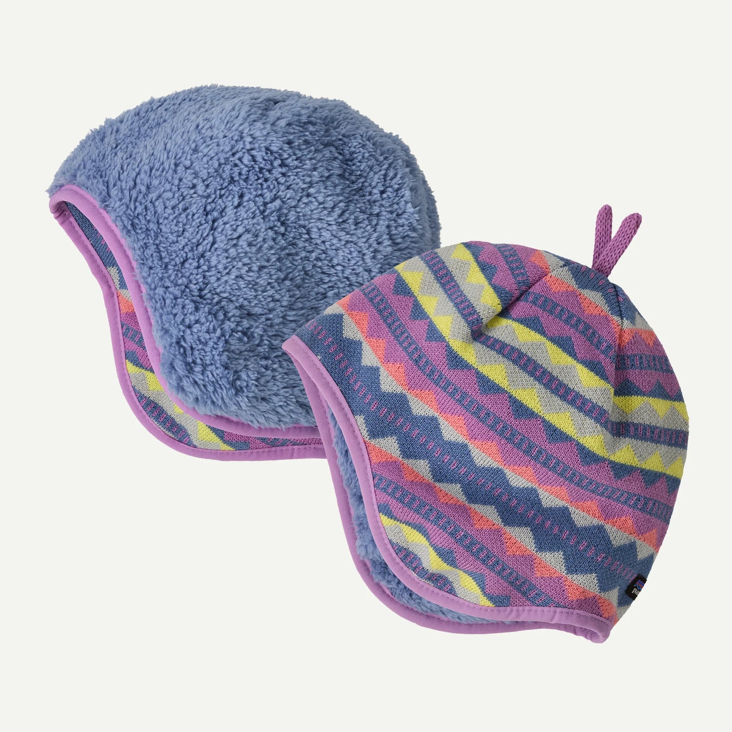 Baby Reversible Beanie - Diamond Stripe: Brisk Purple