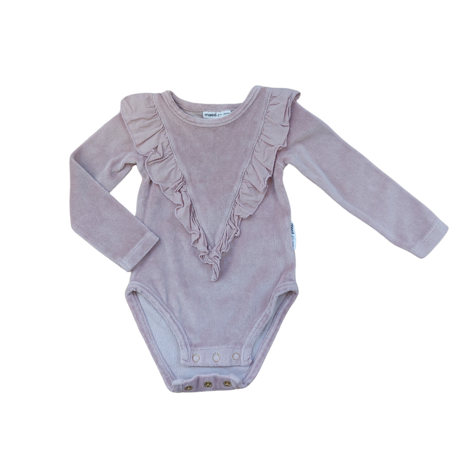 Maed for Mini Velvet Langarm-Strampler Beige