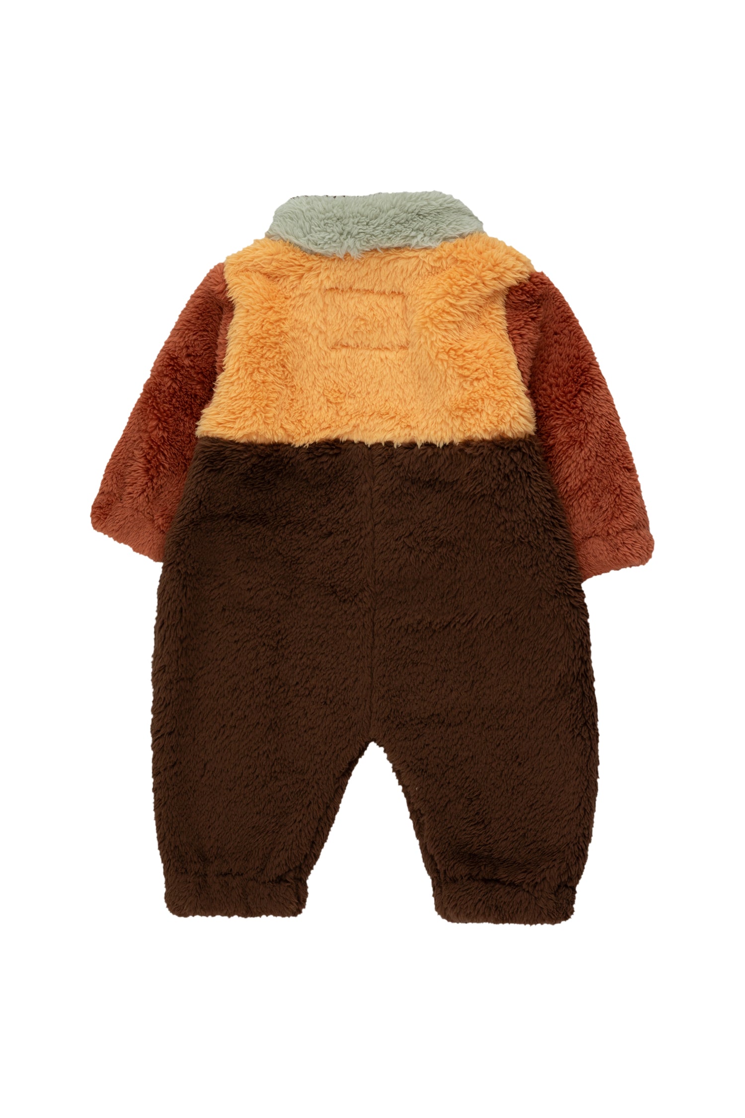 Brown Color block polar sherpa one-piece