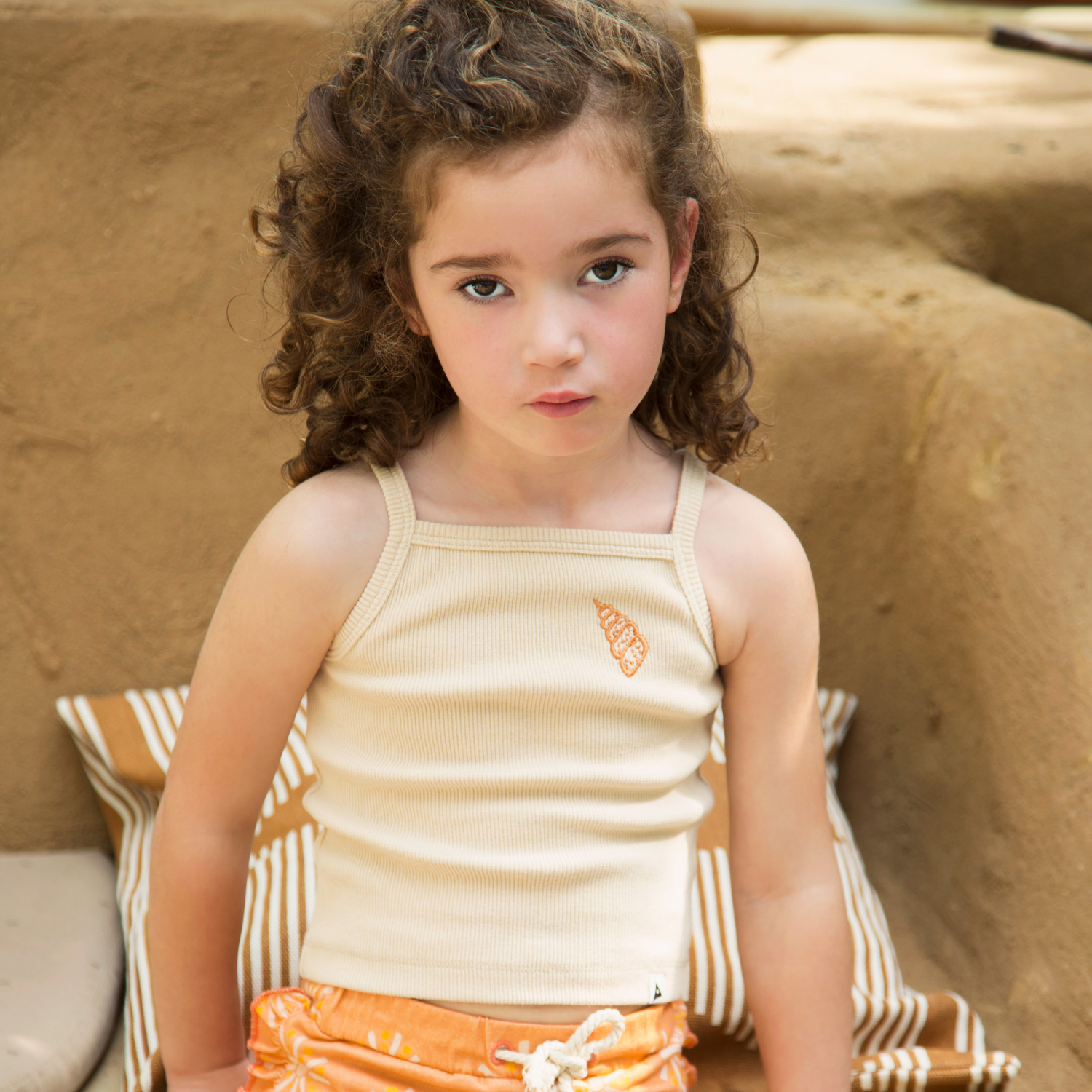 AMMEHOELA Ella Cropped Singlet Beige