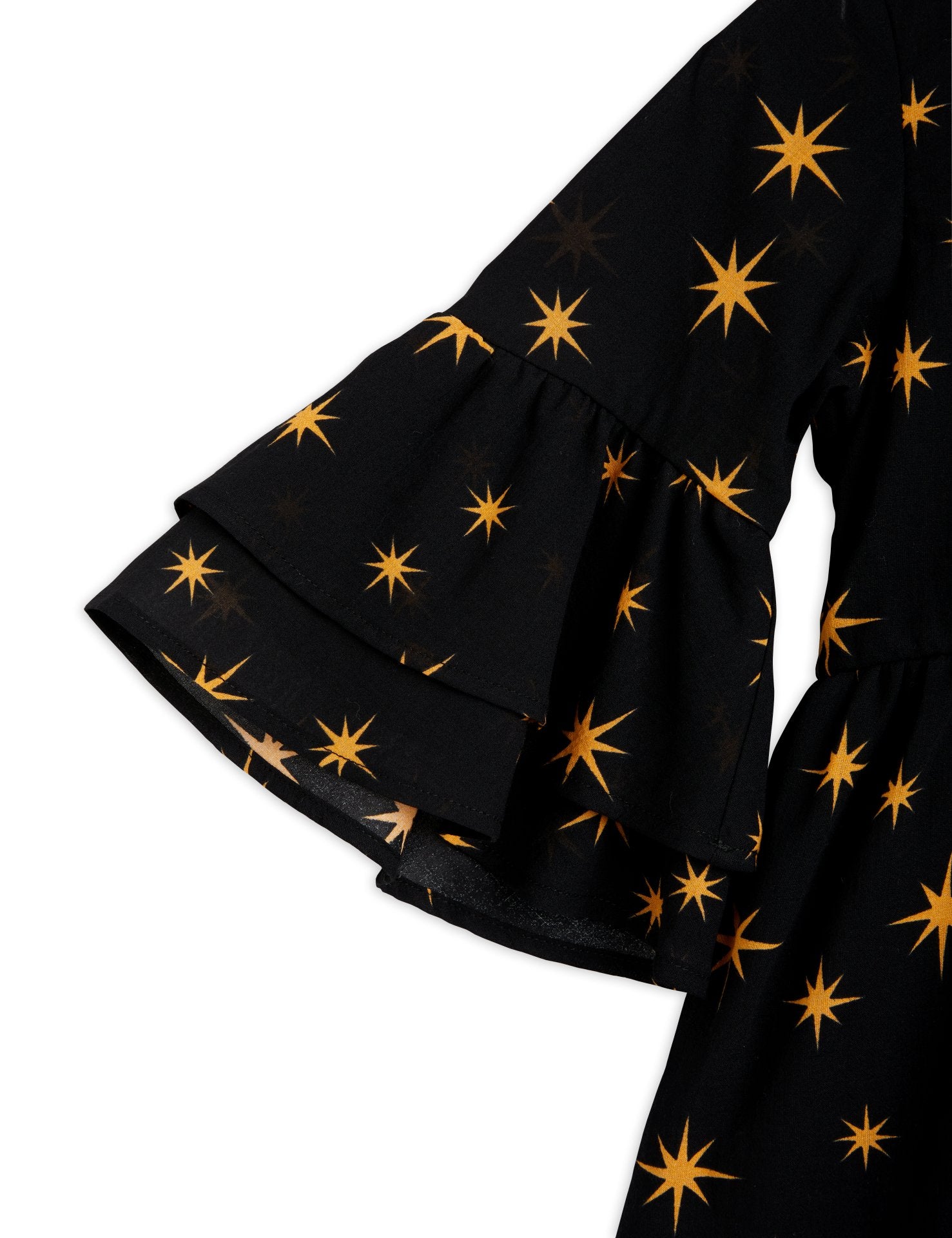 Kleid mit gewebten Sternen und ausgestellten Ärmeln 